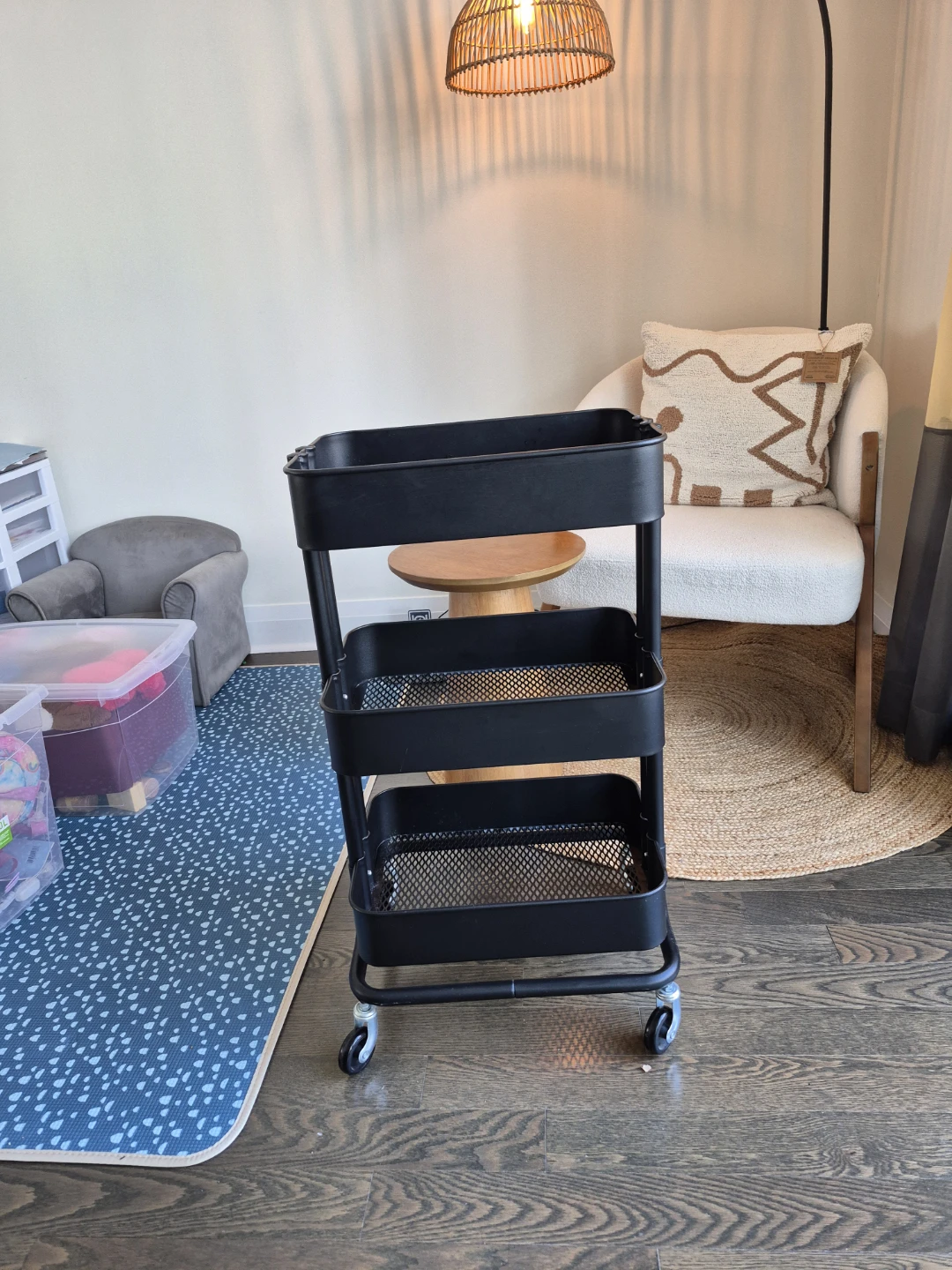 Black 3-Tier Rolling Storage Cart - photo 3