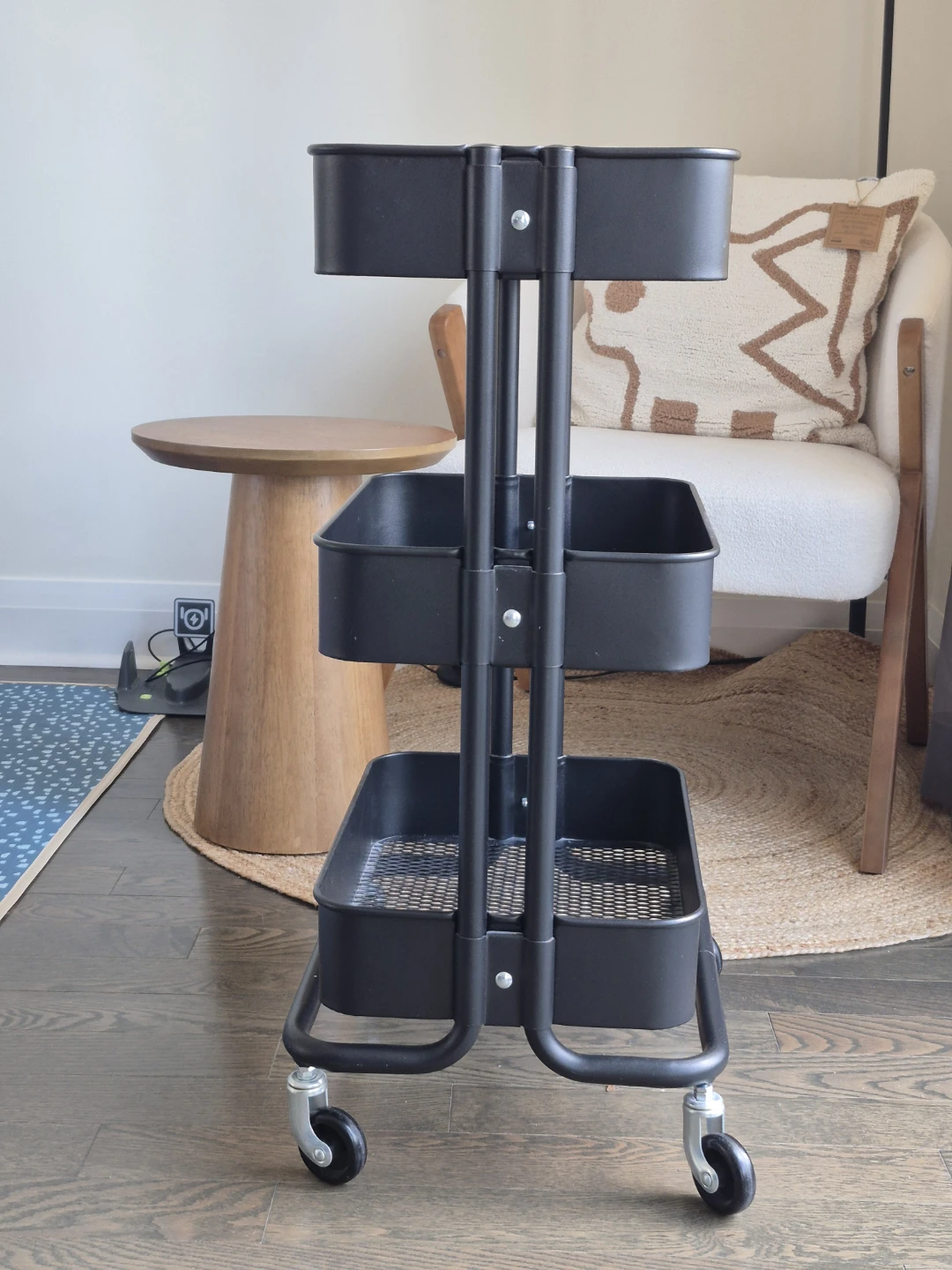 Black 3-Tier Rolling Storage Cart - photo 4