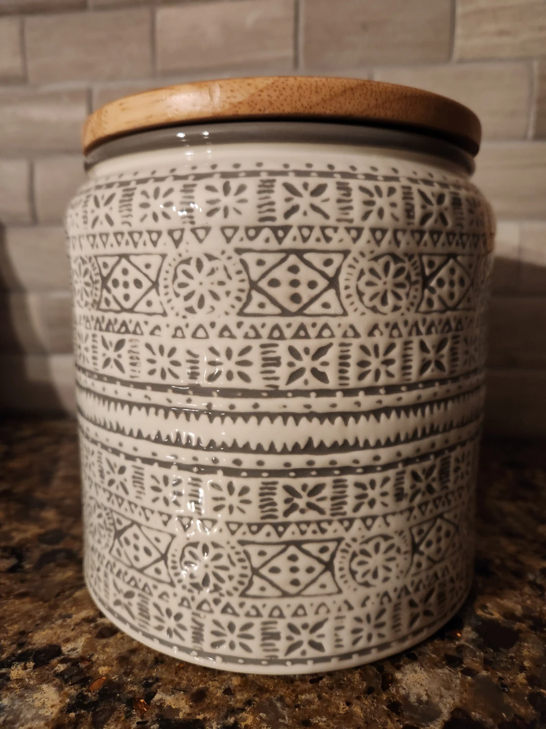 Threshold Stoneware Canister with Wood Lid