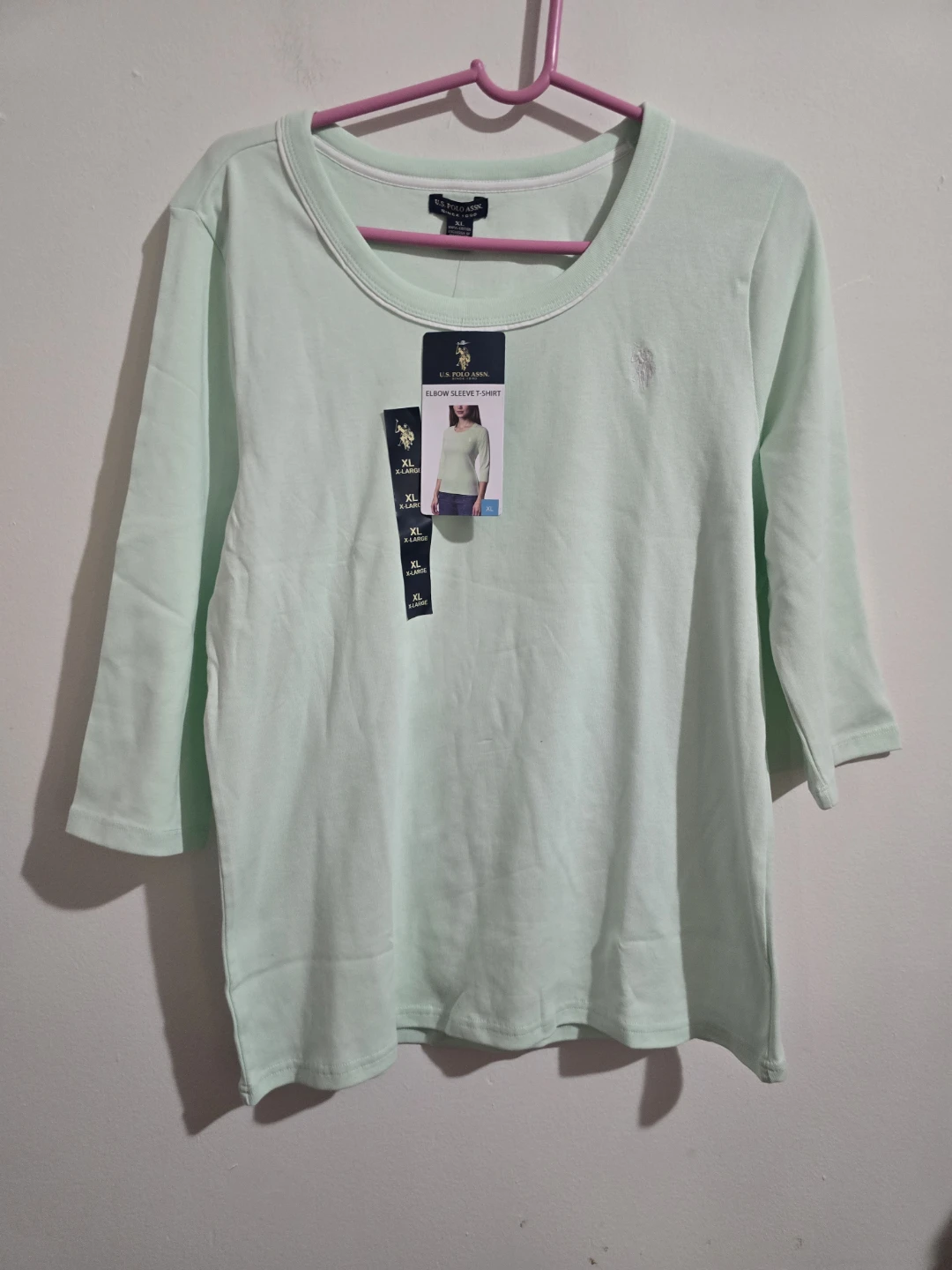 U.S. Polo Assn. Elbow Sleeve T-Shirt - Mint Green, XL