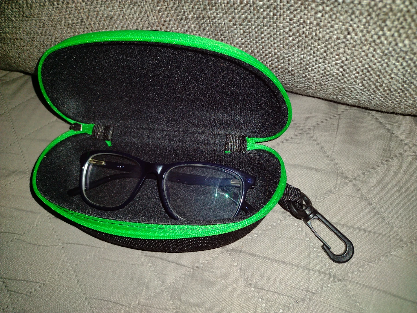 Black Eyeglass Case with Green Trim - photo 2