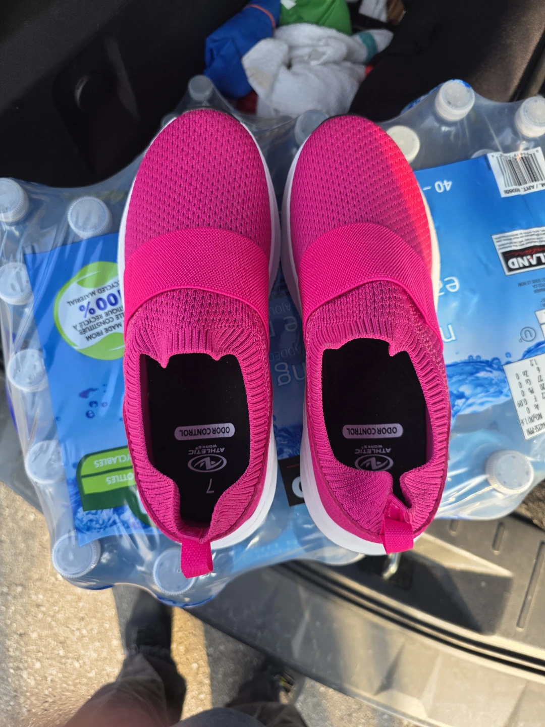 Athletic Works Pink Knit Slip-On Shoes Size 7
