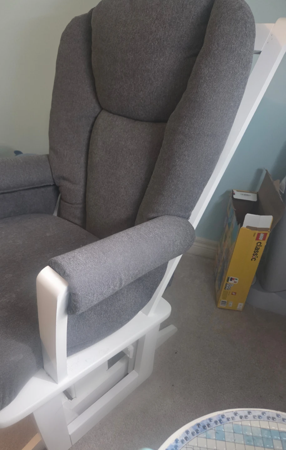 Grey upholstered glider chair - photo 2
