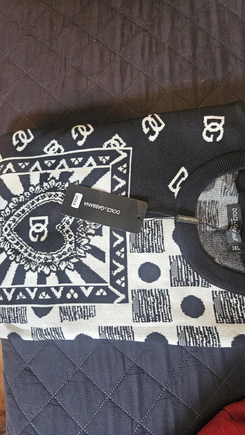 Dolce & Gabbana Black & White Patterned Crewneck Sweater - photo 2