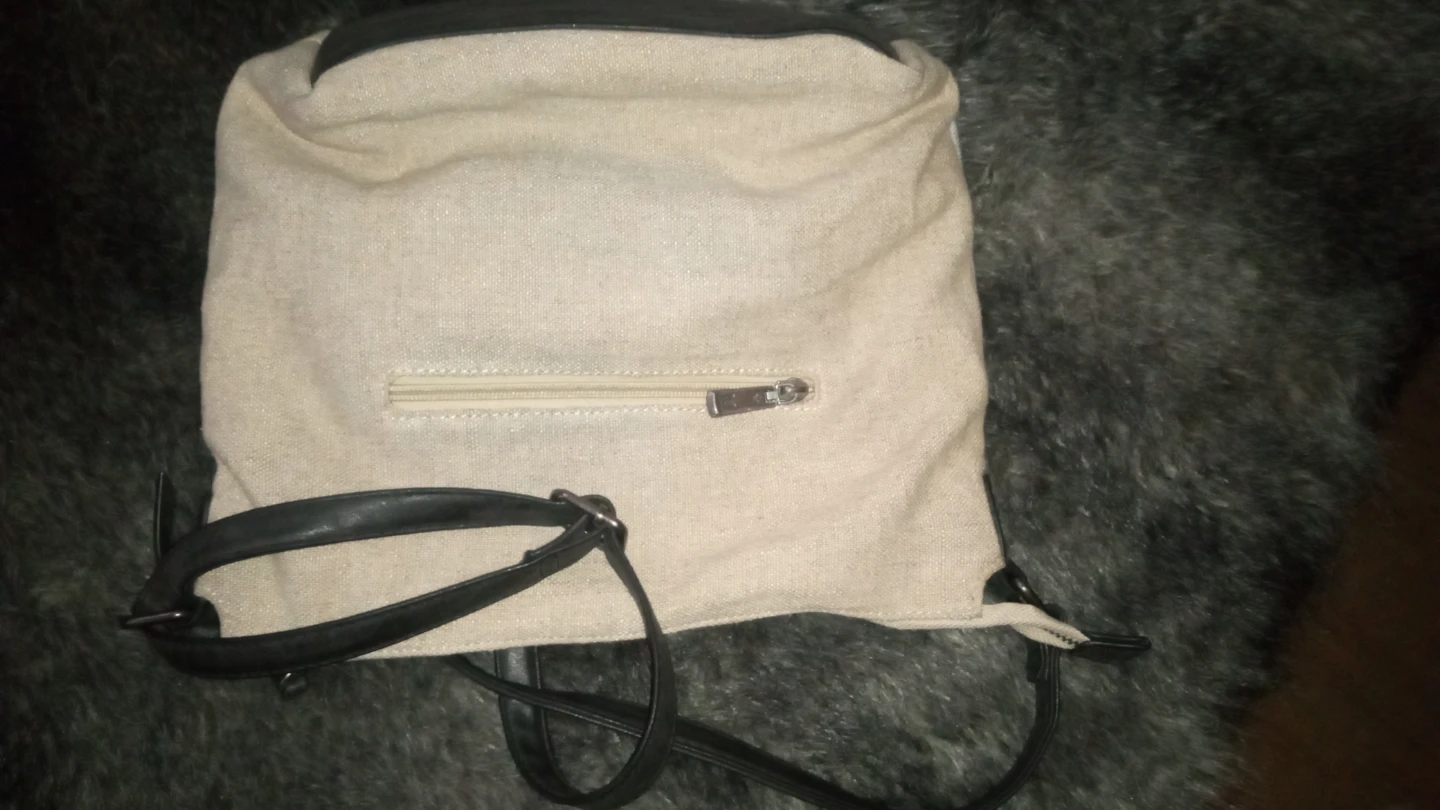 Cream & Black Convertible Backpack/Shoulder Bag - photo 2