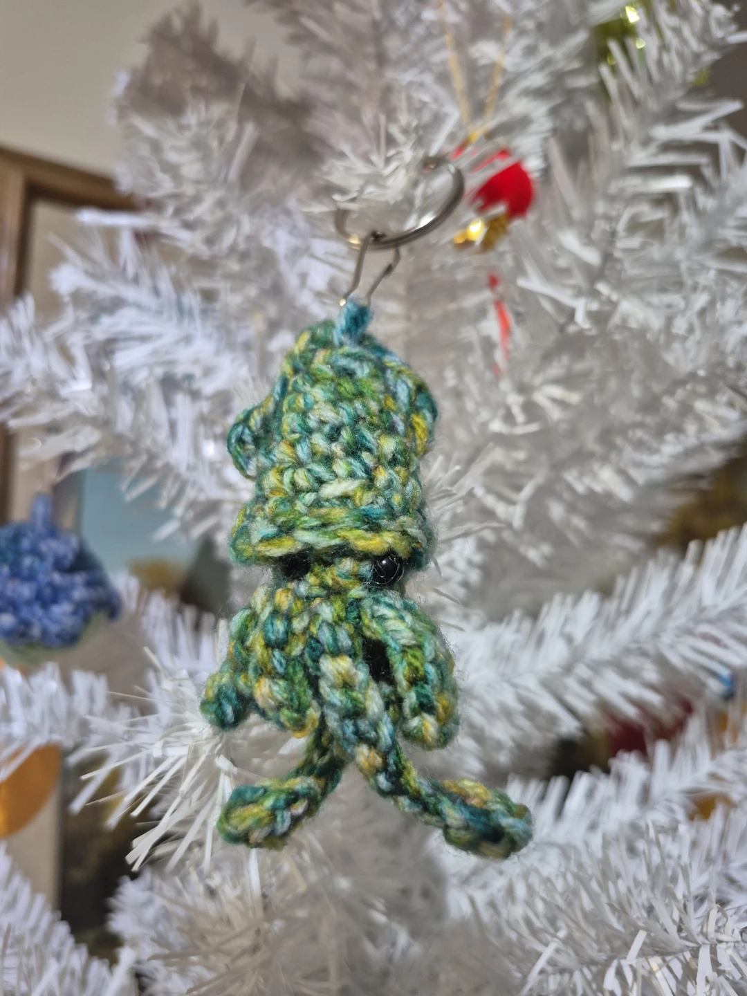Handmade Crochet Squid Ornament/Keychain