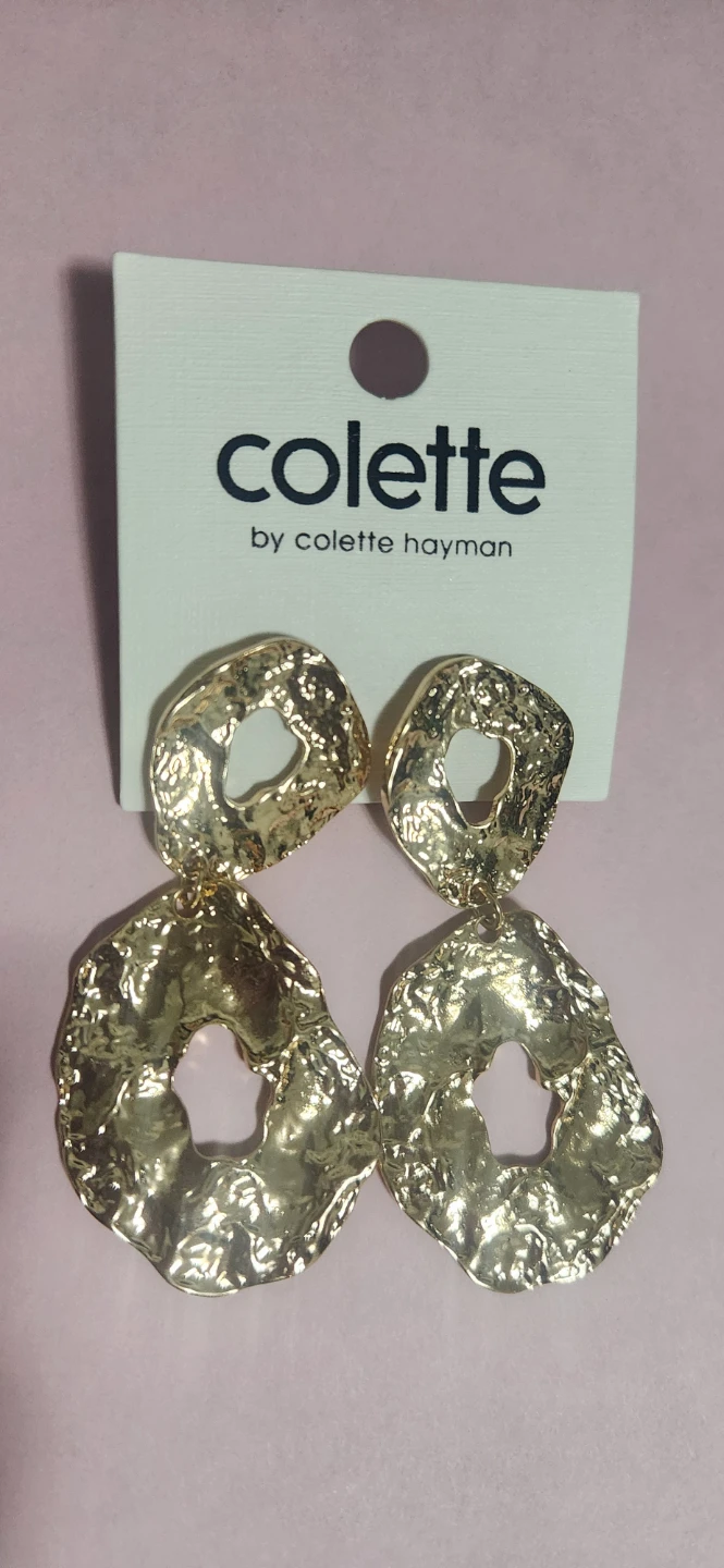 # 10 Gold Hammered Circle Drop Earrings