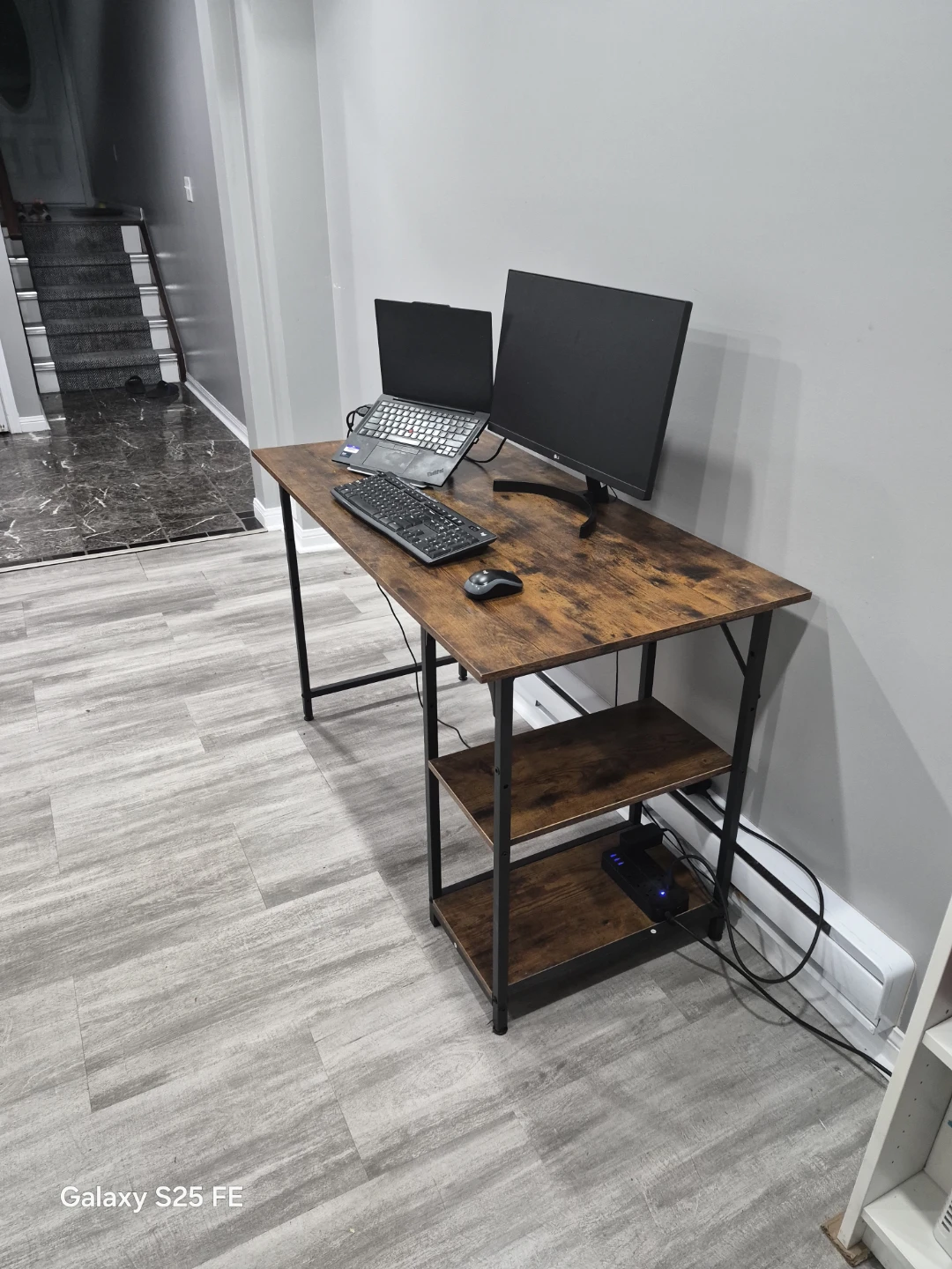 Rustic Brown Computer Desk with Shelves