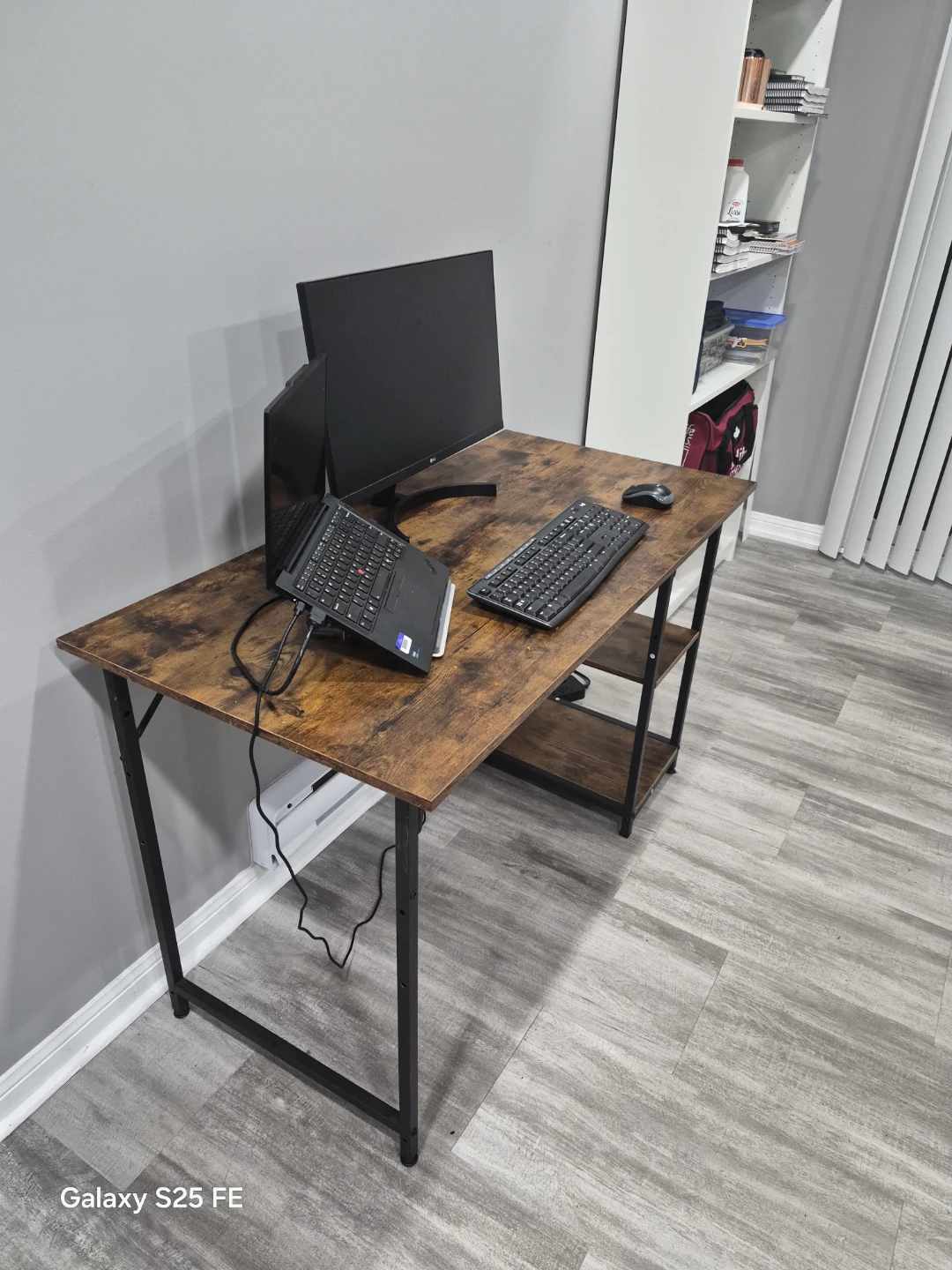 Rustic Brown Computer Desk with Shelves - photo 2
