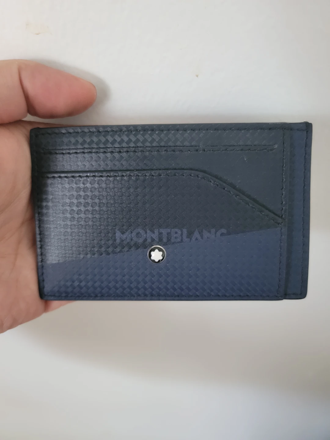 Blue Textured Leather MontBlanc Card Holder Wallet