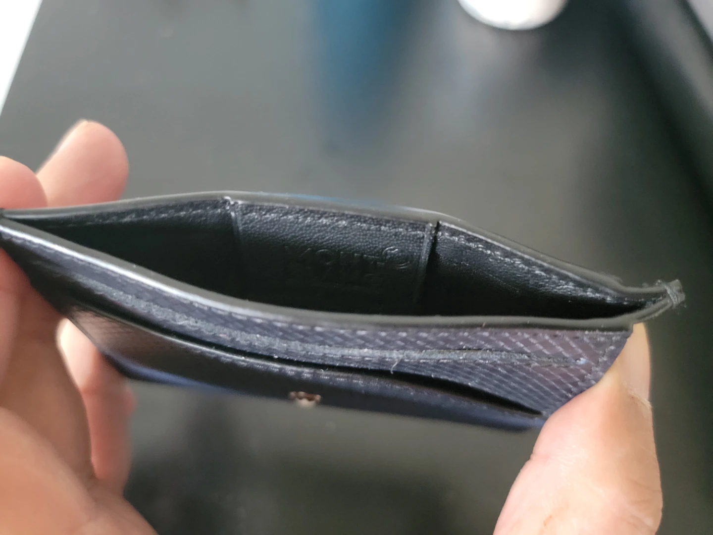 Blue Textured Leather MontBlanc Card Holder Wallet - photo 3