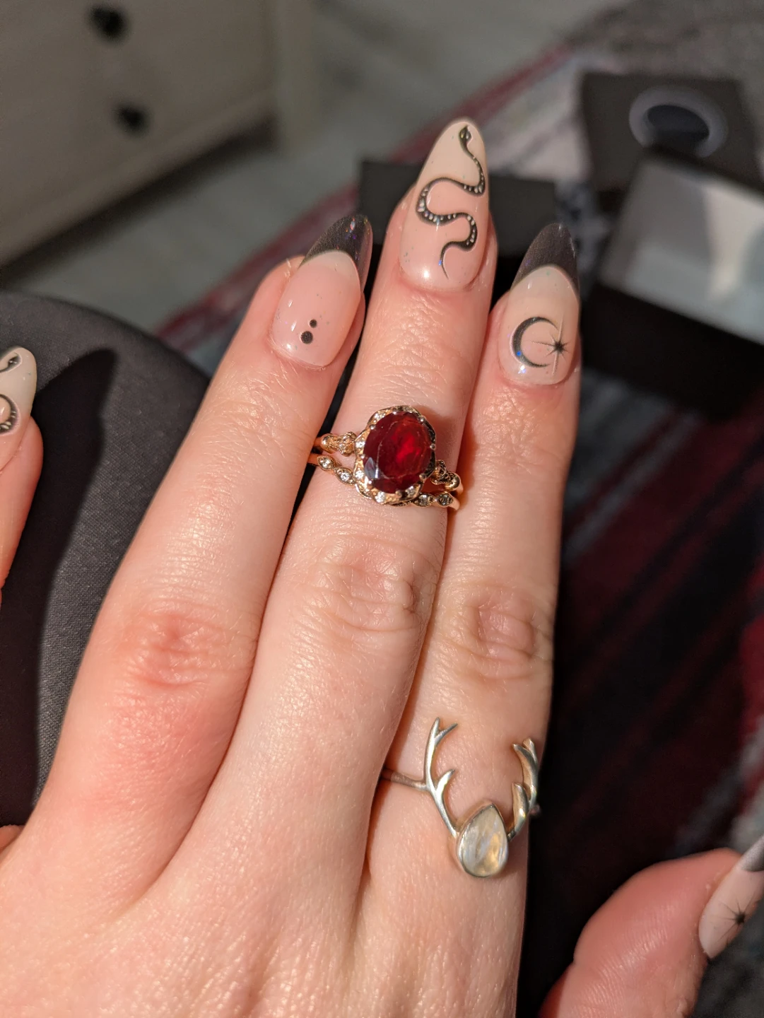 OscarGama Jewelry Natural Garnet Engagement Ring Set - photo 4