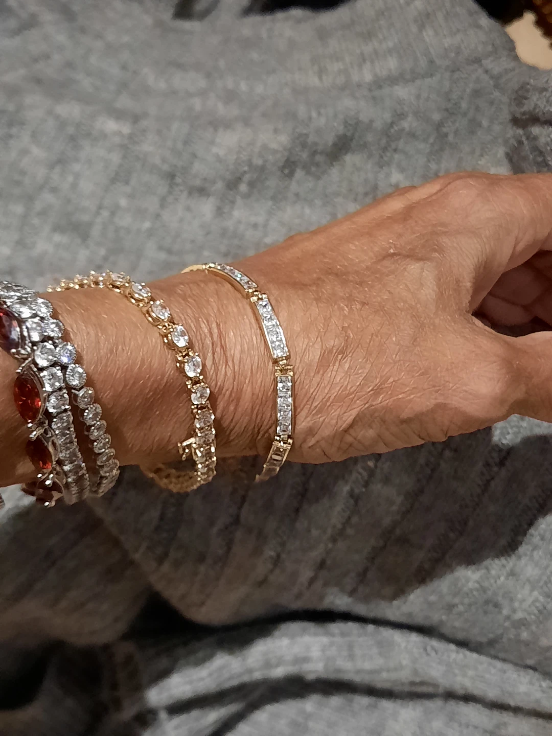 Solid 14K Yellow Gold Tennis Bracelet Princess Cut CZ Stones