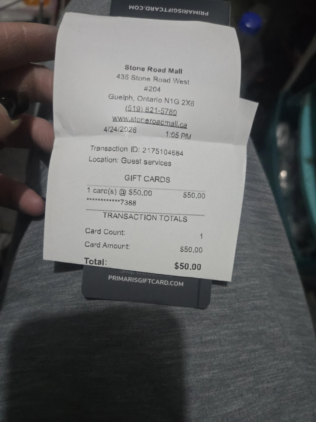 $50 Primaris Gift Card - Stone Road Mall - photo 4