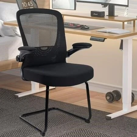 CLATINA Black Mesh Guest Chair with Flip-Up Arms - photo 3