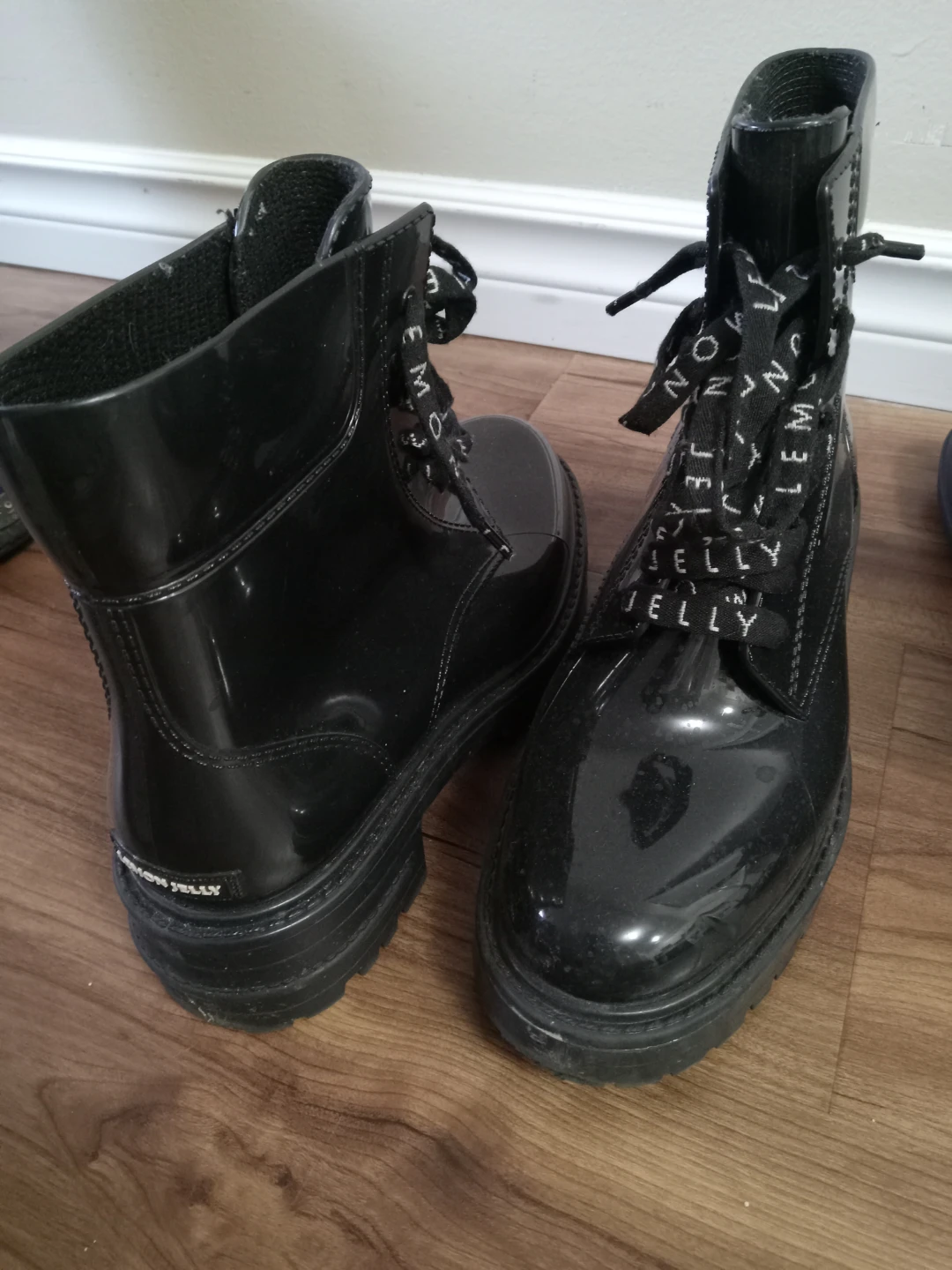 Lemon Jelly Black Patent Combat Boots - photo 2