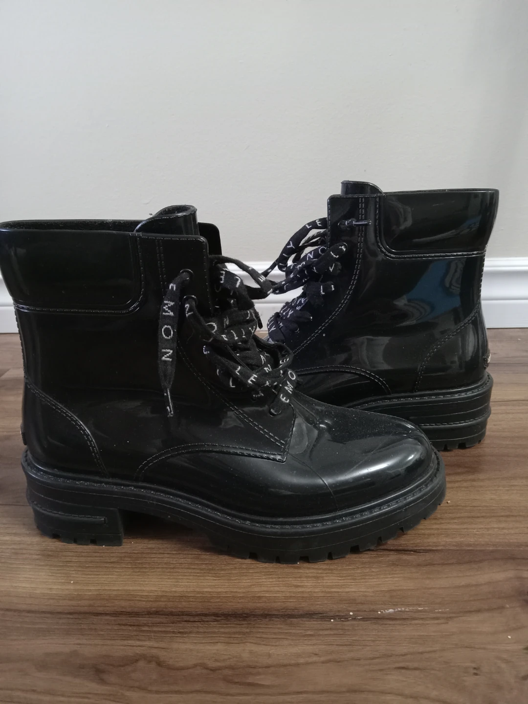 Lemon Jelly Black Patent Combat Boots - photo 3