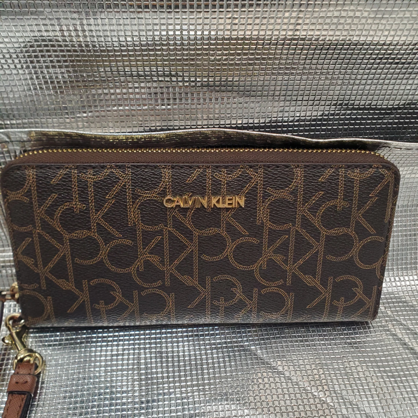 Calvin Klein Zip Around Wallet - Brown Monogram