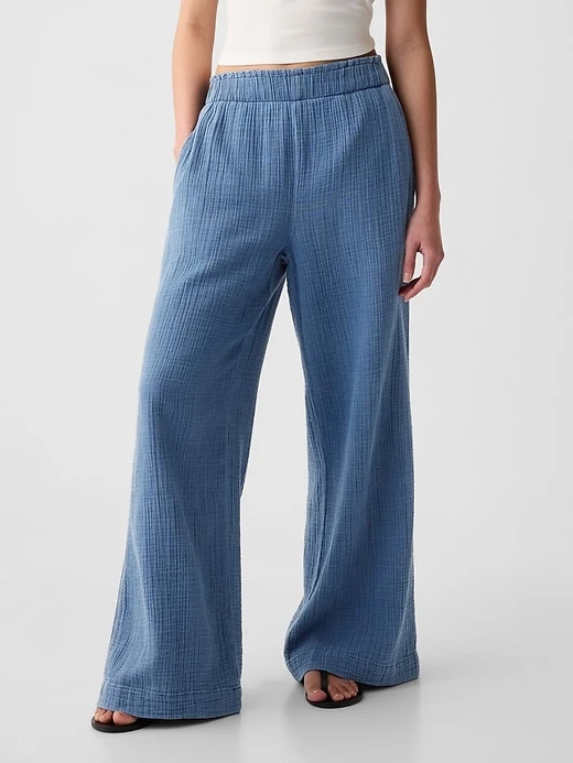 GAP Crinkle Gauze Wide-Leg Pants