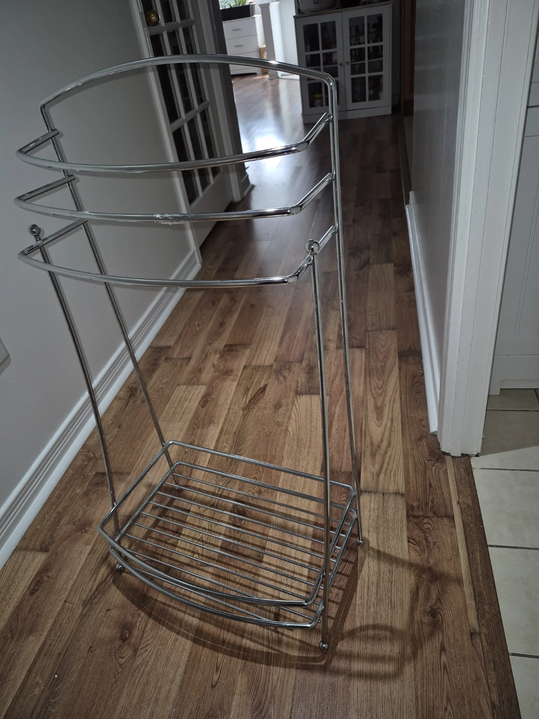Chrome Towel Rack Stand with Shelf - photo 3