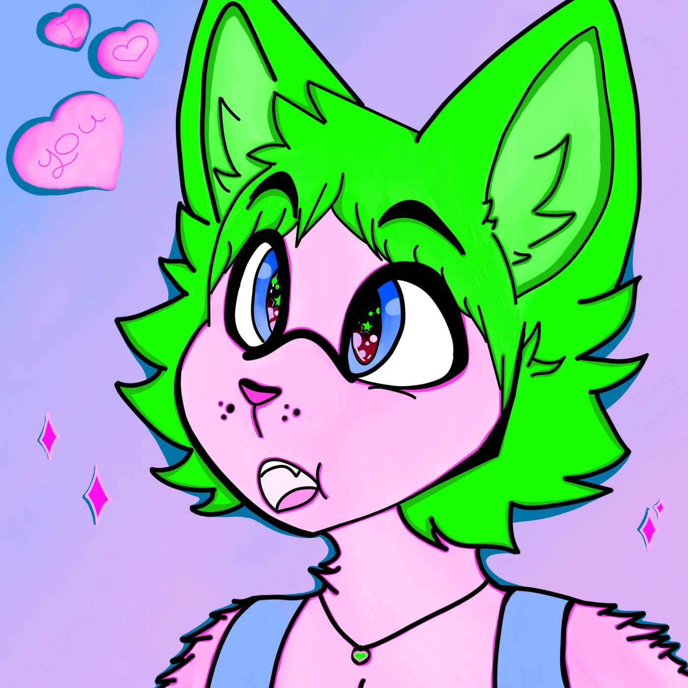 Doing art commissions. Type: headshot