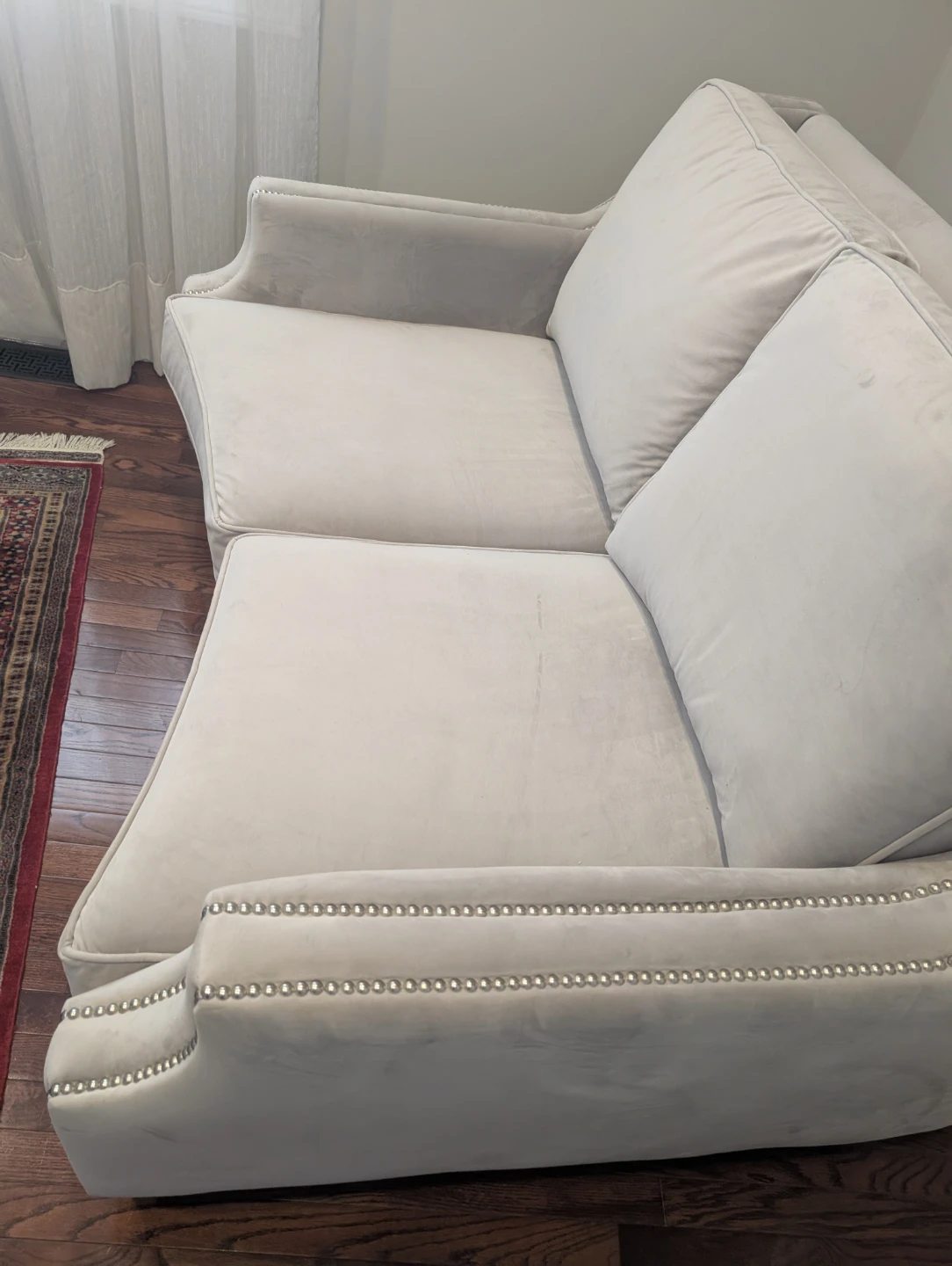Light Grey Velvet Loveseat with Nailhead Trim - photo 2