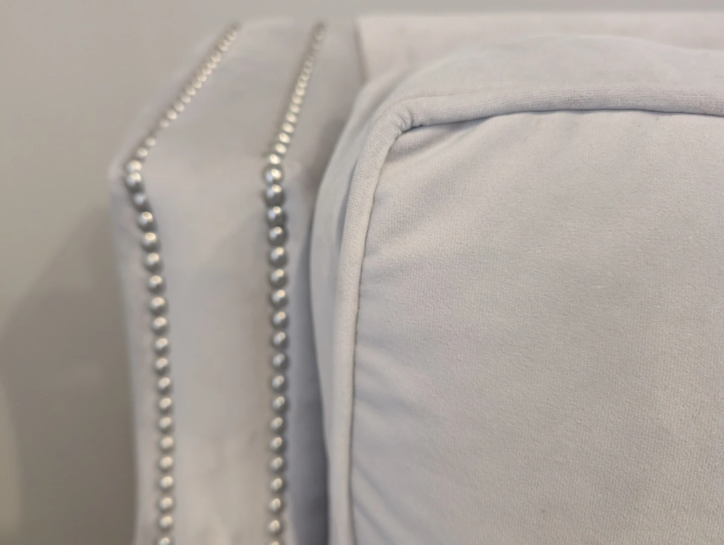 Light Grey Velvet Loveseat with Nailhead Trim - photo 5