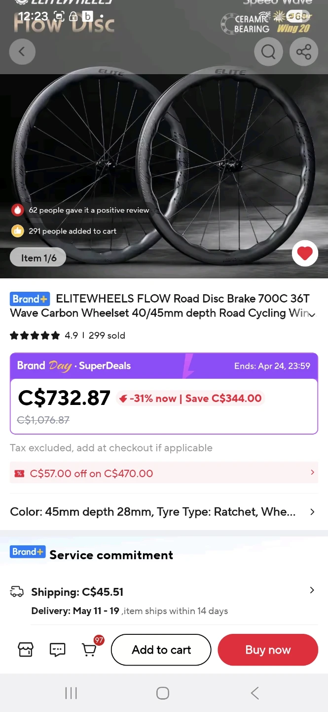 EliteWheels Flow Disc Road Wheelset 700C - photo 2