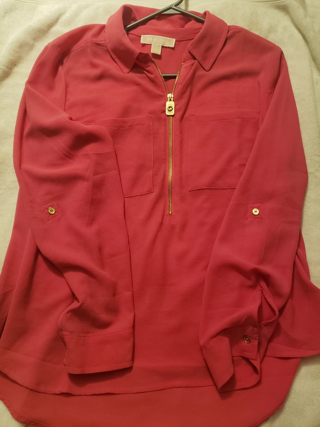 Michael Kors Pink Zip Front Blouse