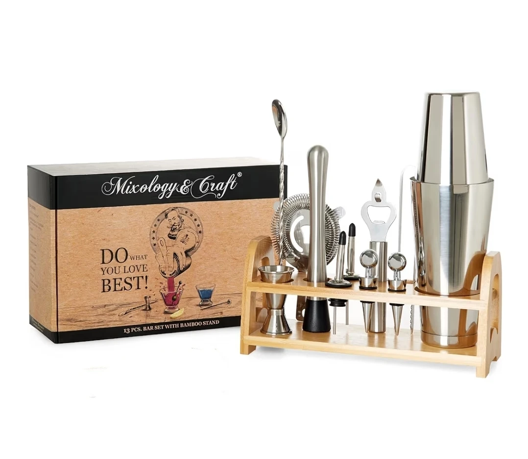 NEW ✨️ Mixology & Craft Bartender kit with bamboo stand