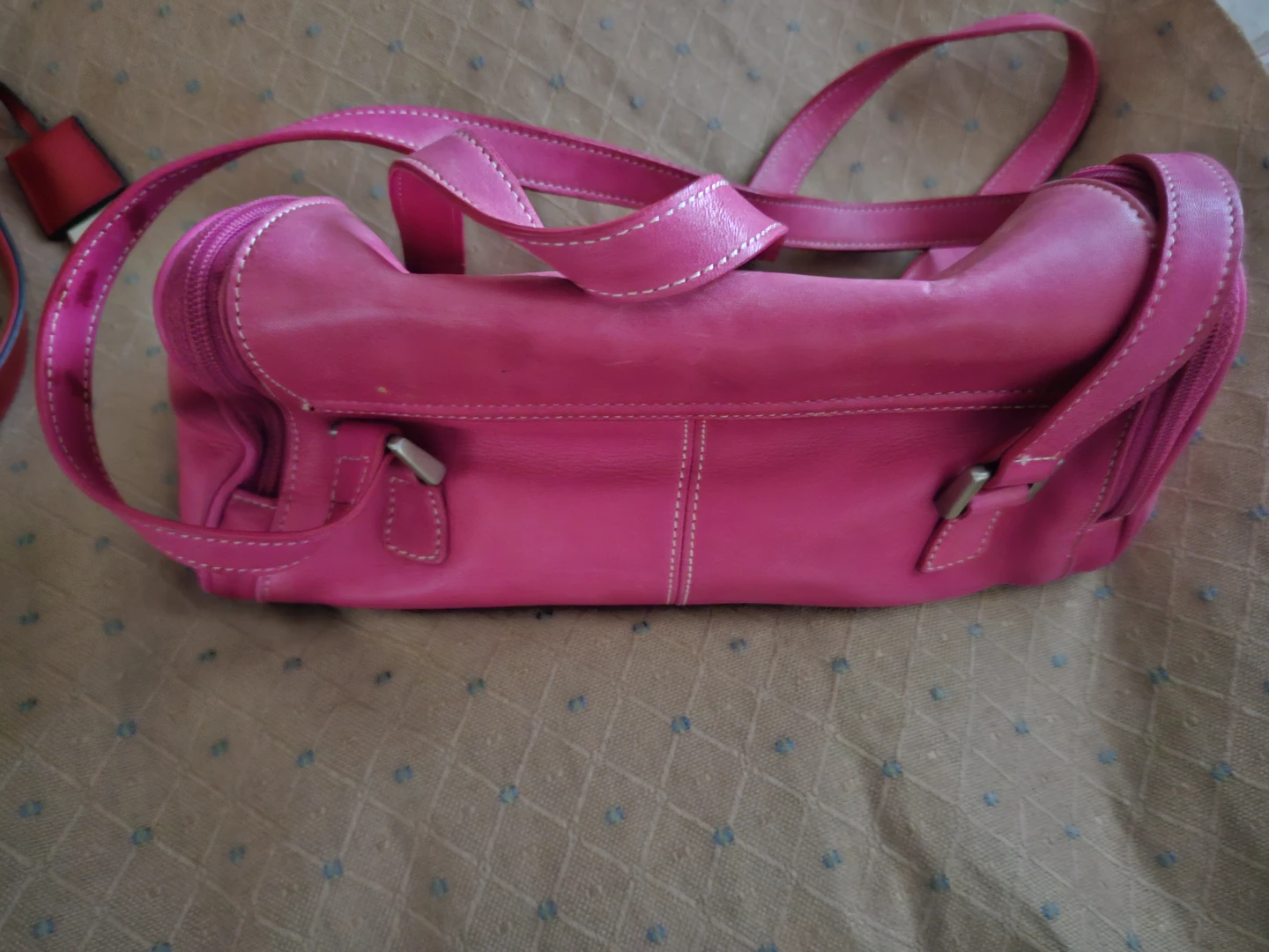 Bright Pink Leather Shoulder Bag - photo 2