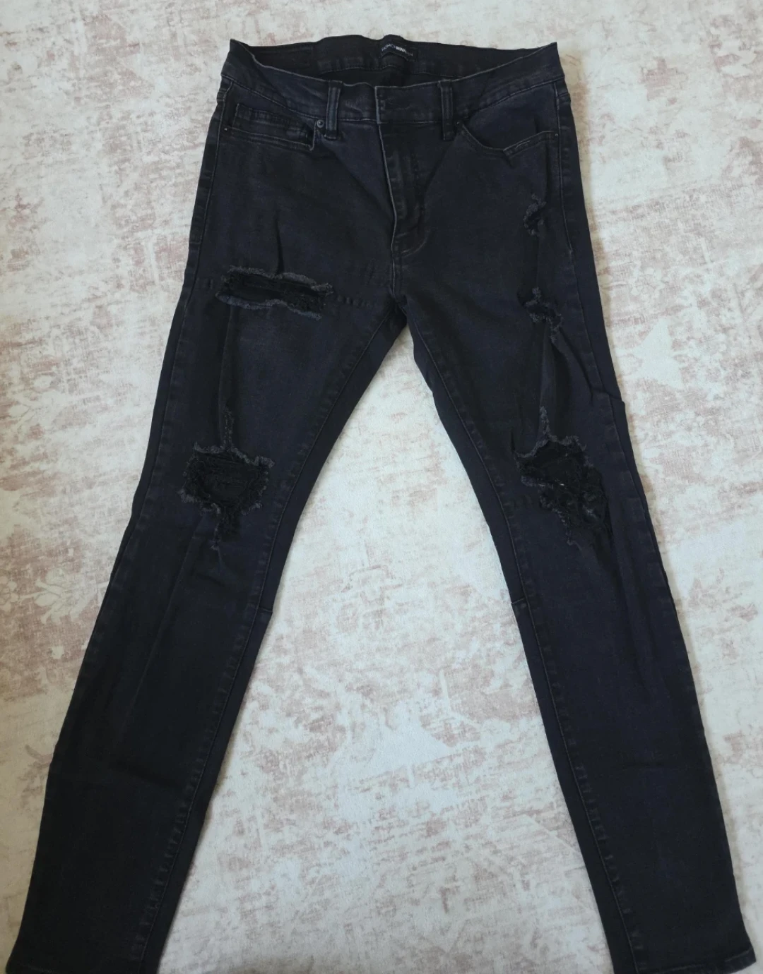Fashion Nova Black Distressed Skinny Jeans Size 34