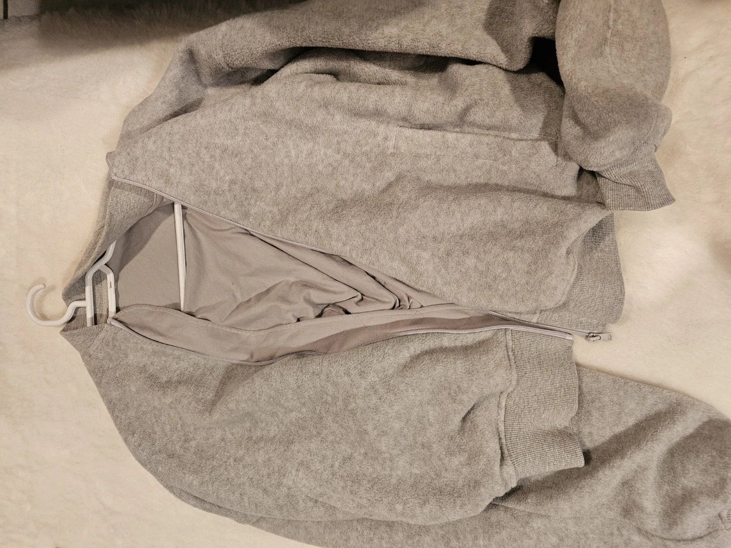 SKIMS Grey Cotton Blend Zip-Up Hoodie