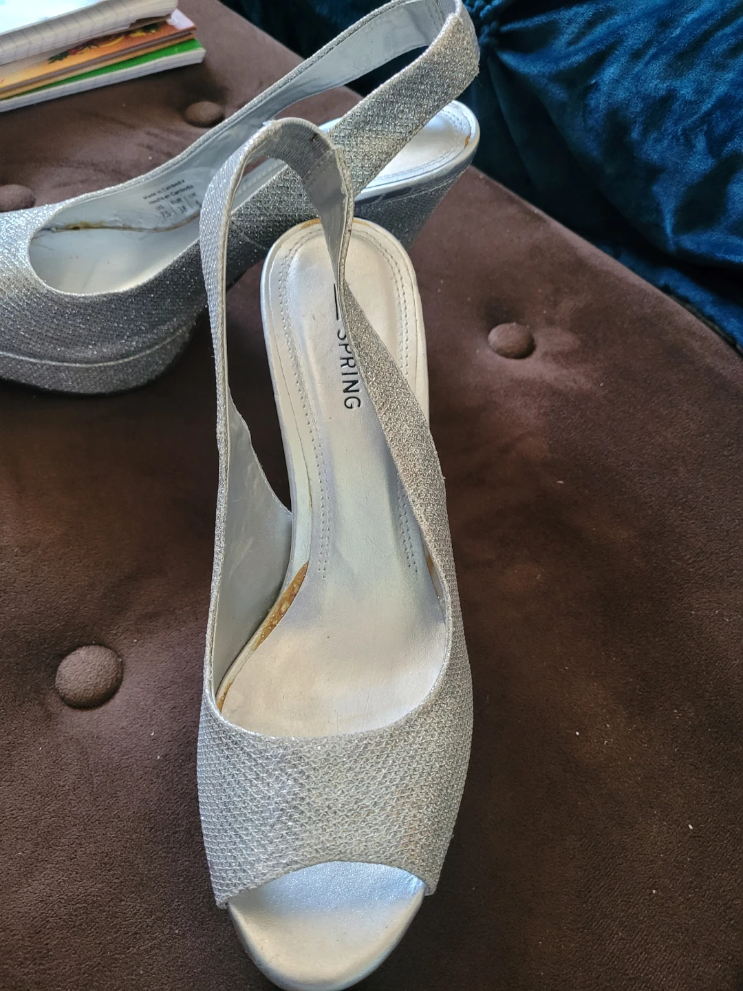 Call It Spring Silver Glitter Peep-Toe Heels - photo 2