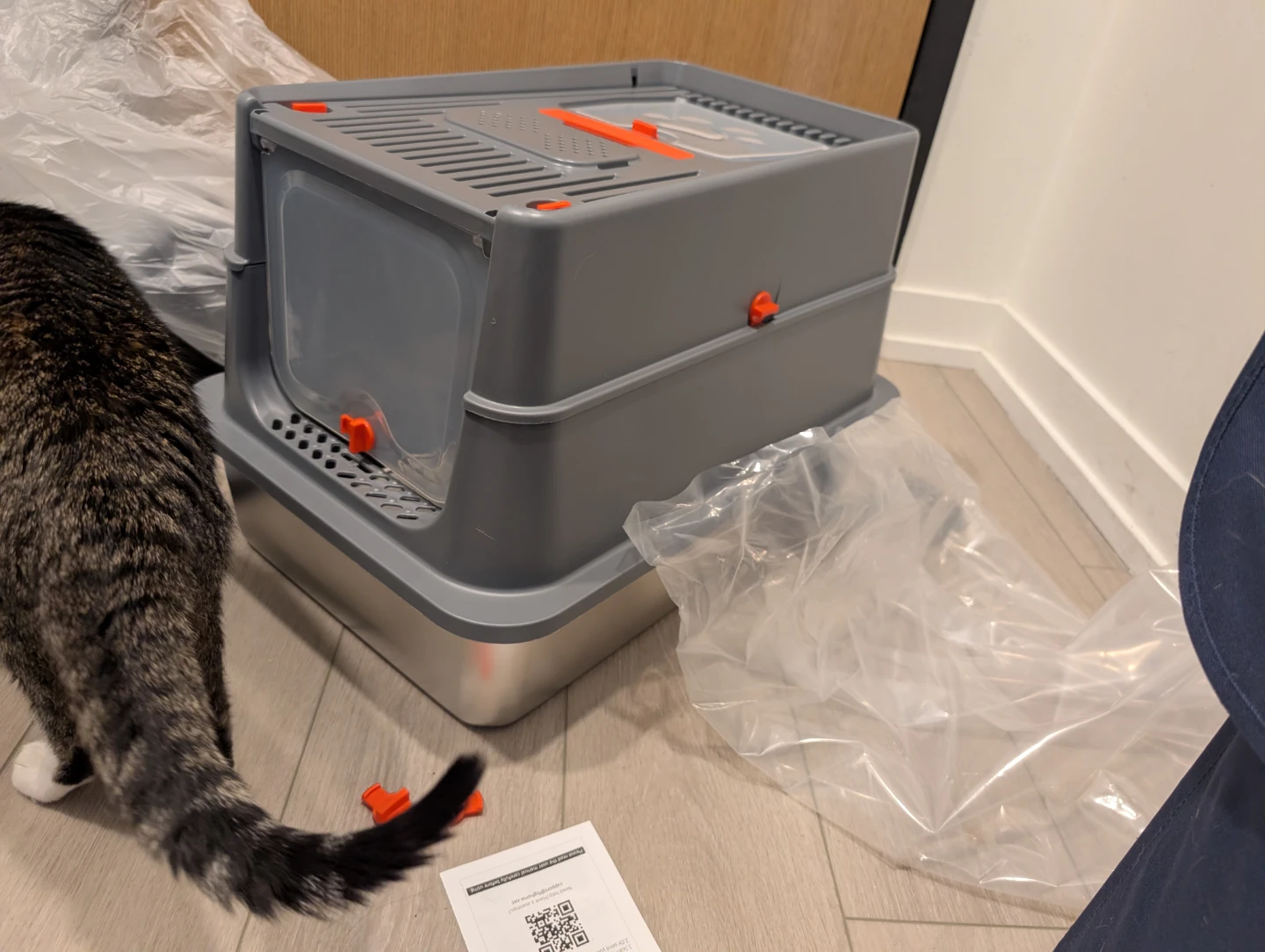 Large Covered Grey Kitty Litter Box (Adjustable)