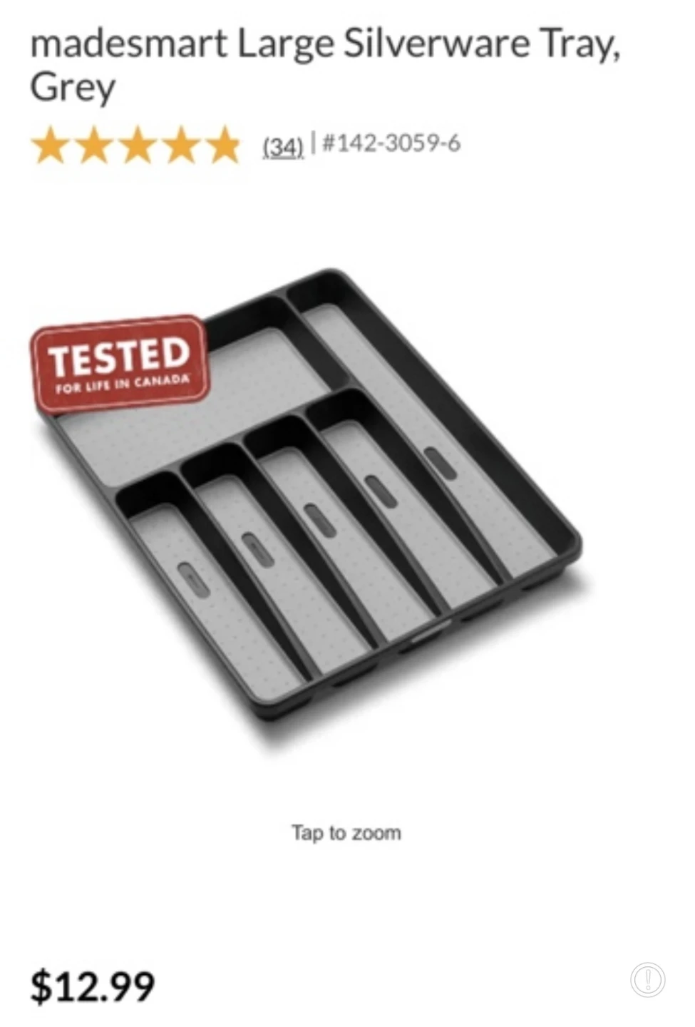 Madesmart Large Silverware Tray Organizer - Grey - photo 2