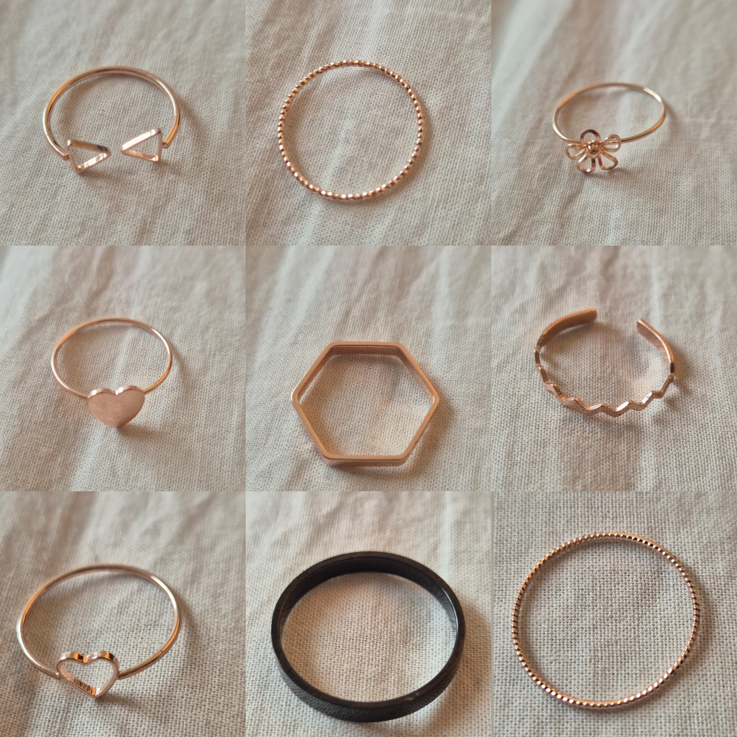 Assorted Rose Gold Tone Rings Set