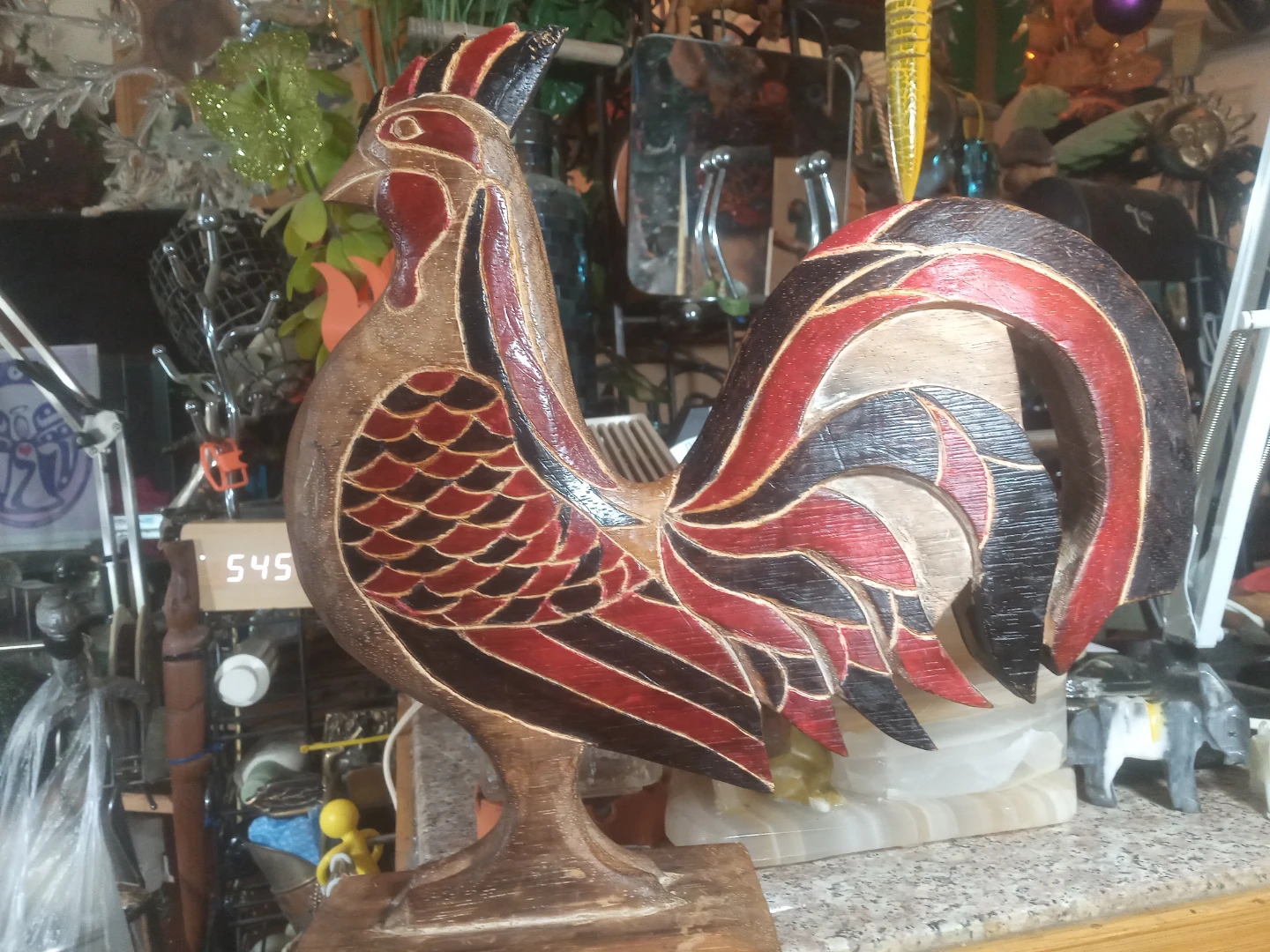 Wooden Rooster Figurine