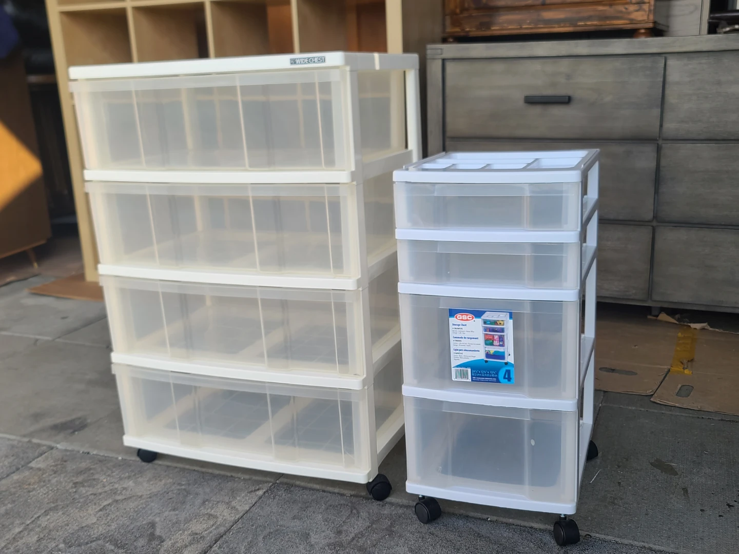 Set of 2 Plastic Storage Drawers on Wheels - Widechest & GSC
