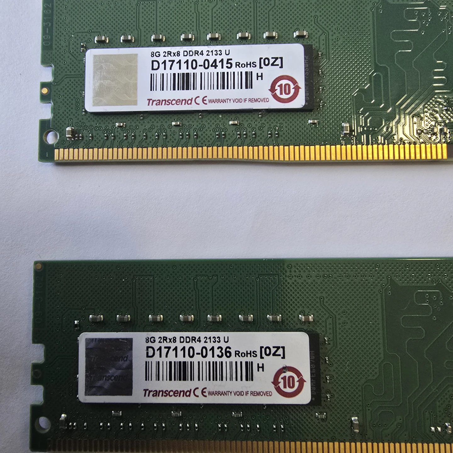 Transcend 8GB DDR4 2133MHz RAM Modules (2x)