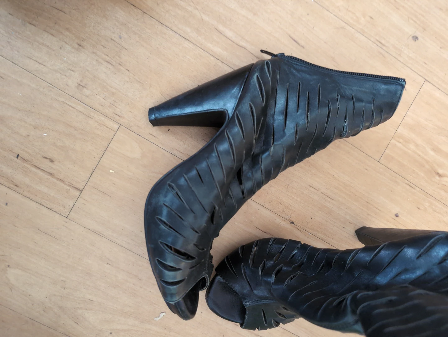 Black Peep-Toe Cut-Out Heels - photo 2