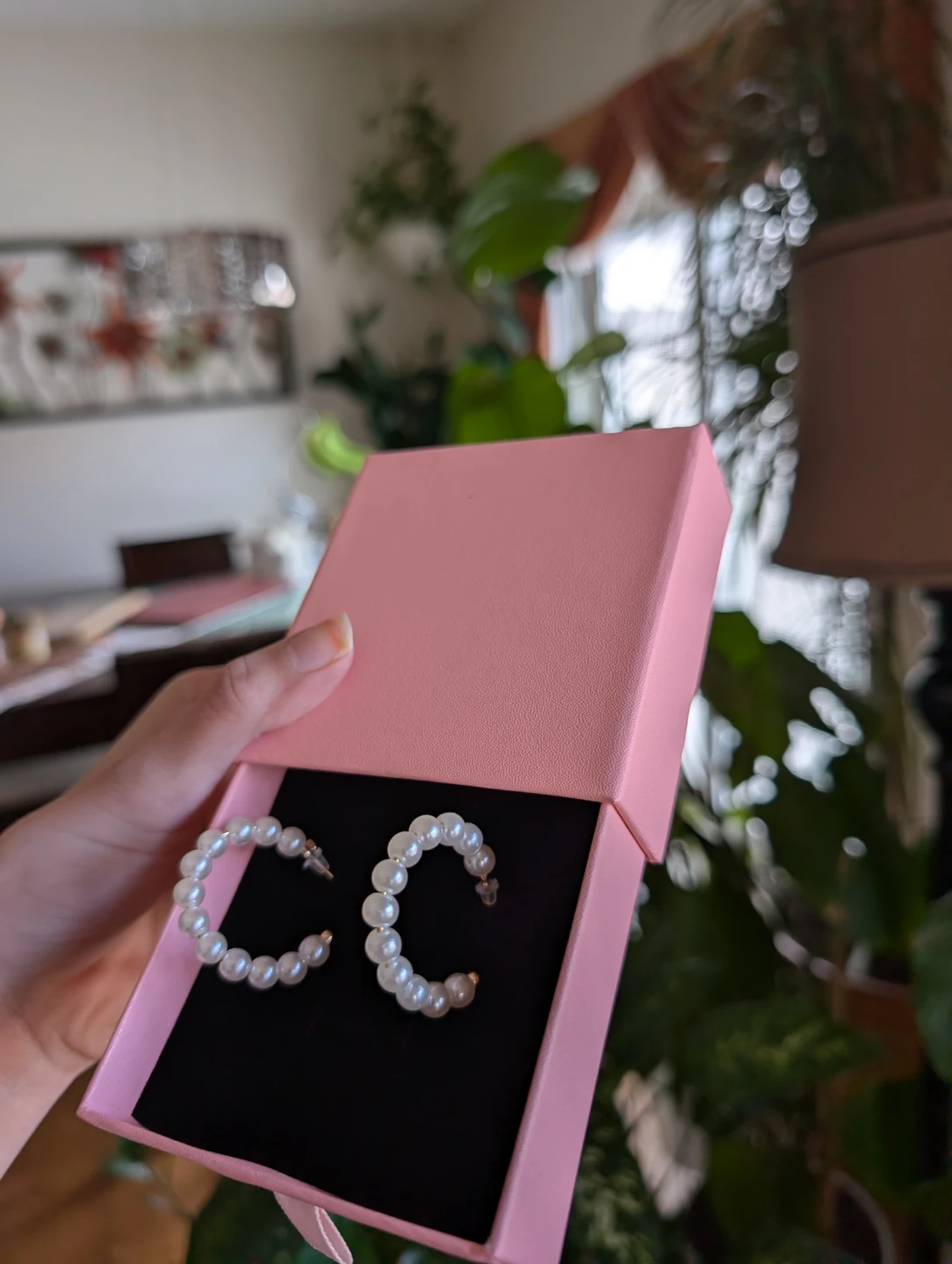 Nush Pearl Hoop Earrings with Pink Gift Box - photo 2