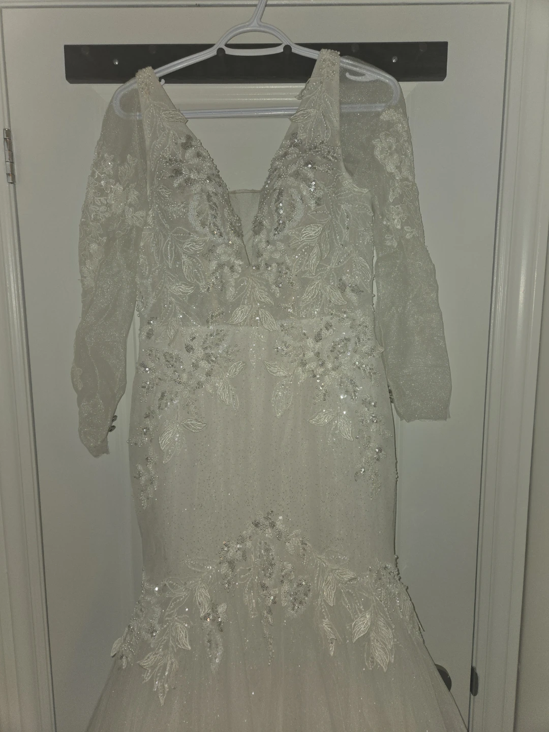 Ivory Wedding Dress with Long Sleeves and Sequins - photo 3