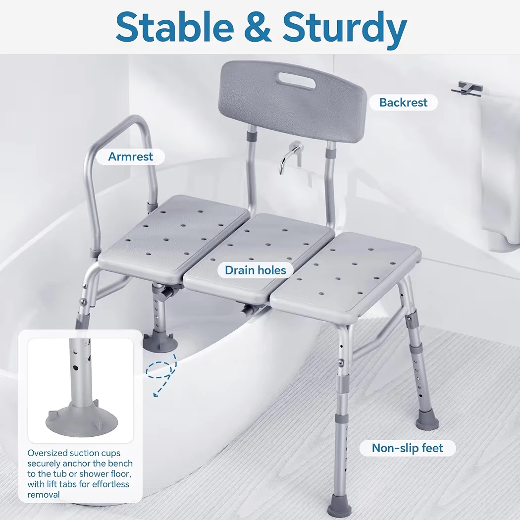 Bath Transfer Bench with Armrest and Backrest - photo 2
