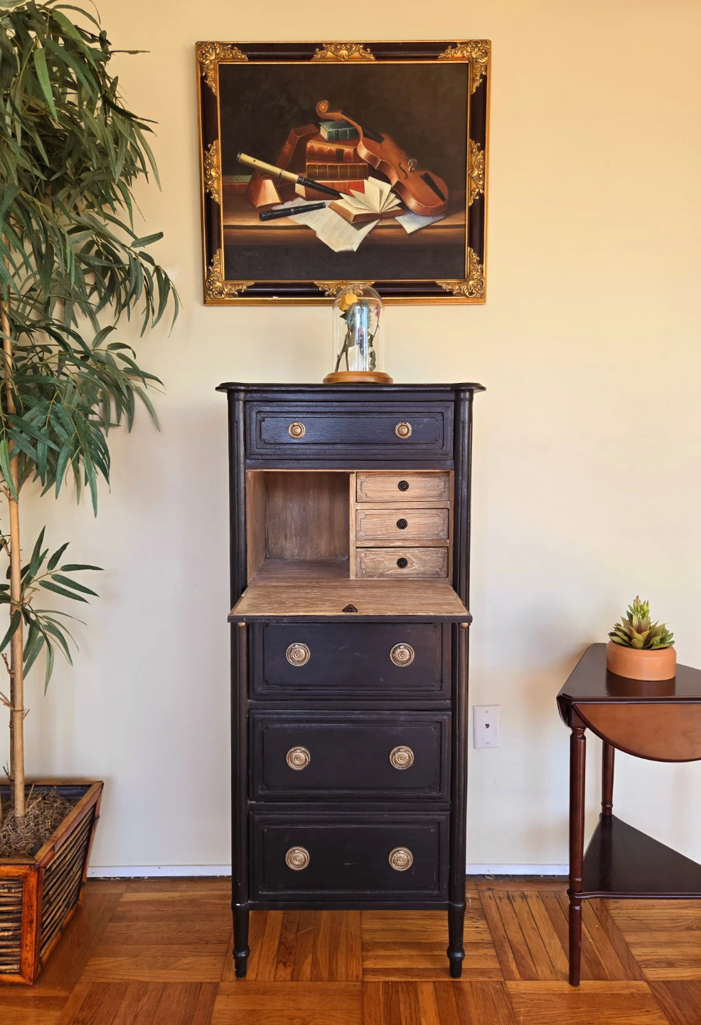 Solid Wood 5 Drawer Secretary Desk/Tallboy Dresser