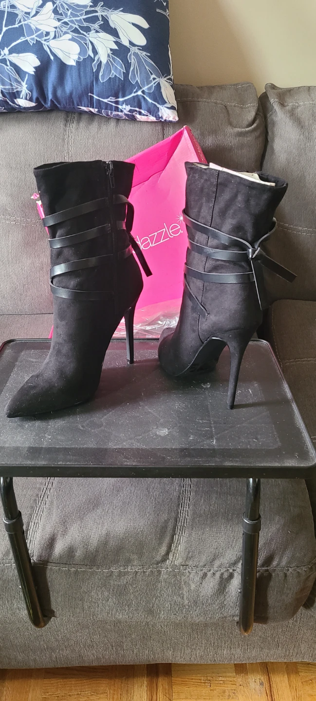 Shoedazzle Black Suede Heeled Boots