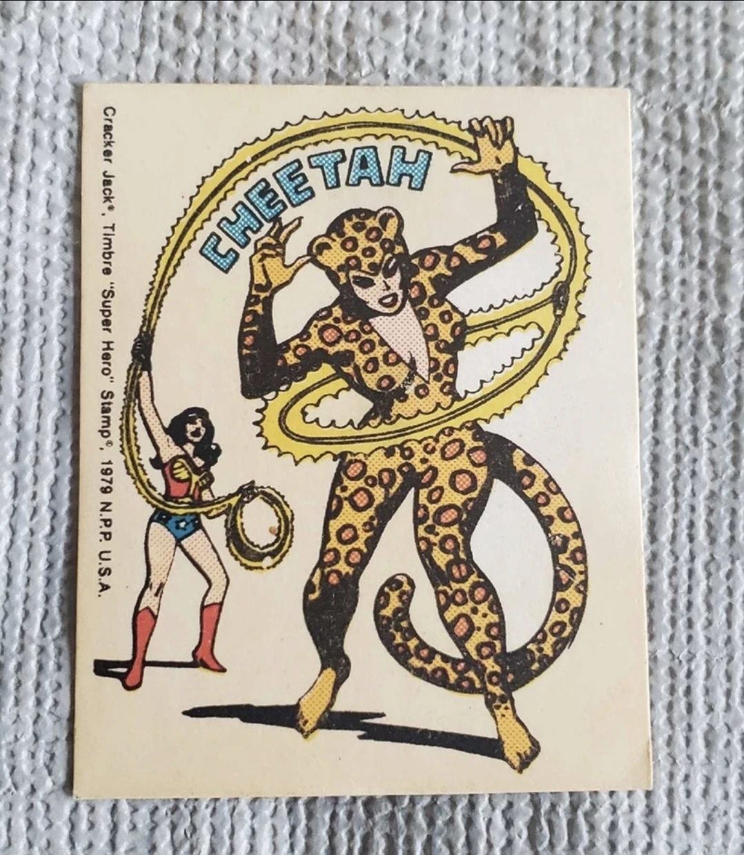 1979 cracker jack wonder woman Cheetah stamp card