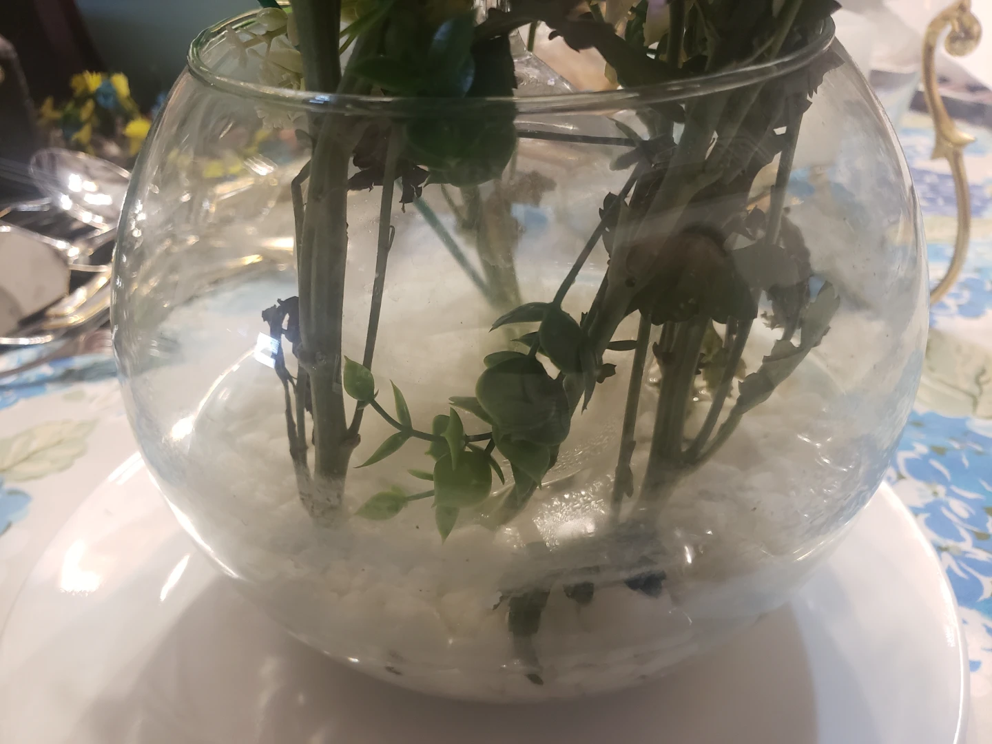 Glass Vase with Artificial Flowers and Candle - photo 2