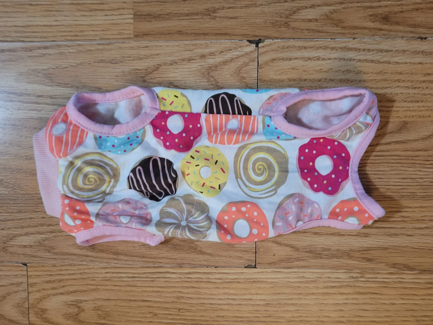 Donut Print Pet Shirt - Pink Trim