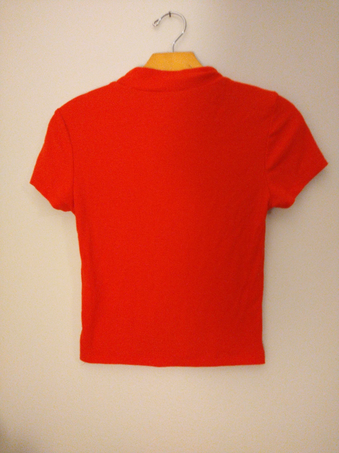 Women’s Mock Neck Slim Fit Knit Blood Orange Crop Top Small - photo 5